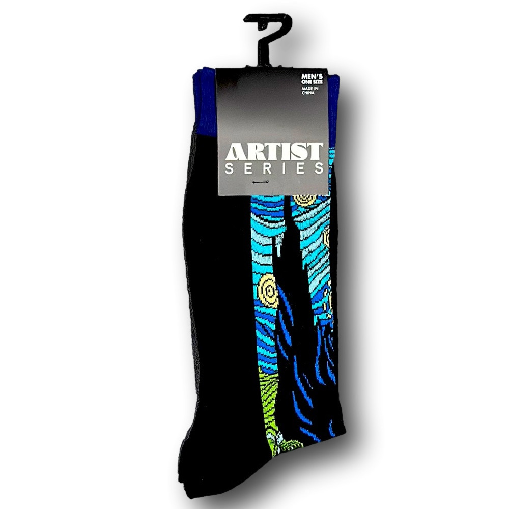 3/$20 Vincent Van Gogh "Starry Night" Funny Novelty Crew Socks - NWT